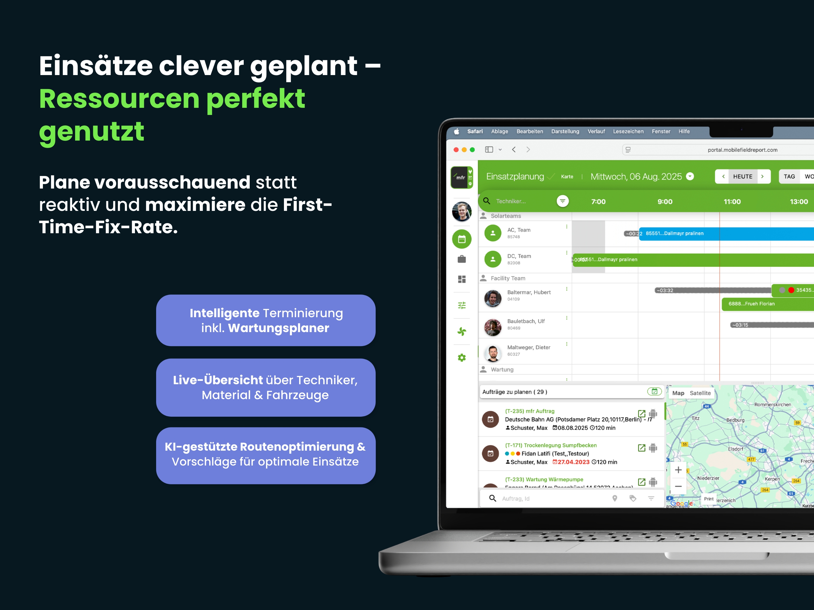 screenshot of mfr field service management